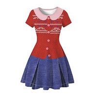 Kids Girls' Dress Cartoon Short Sleeve Daily Holiday Casual Beautiful Polyester A Line Dress Summer Spring 3-12 Years Black White Yellow miniinthebox - thumbnail