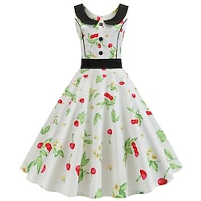 Audrey Hepburn 1950s Vacation Dress Cocktail Dress Vintage Dress Dress Masquerade Women's Costume Vintage Cosplay Party  Evening Sleeveless Dress Masquerade Lightinthebox