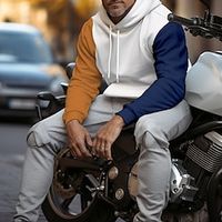 Men's Hoodie Pullover Hoodie Sweatshirt White Hooded Color Block Patchwork Sports  Outdoor Daily Holiday Streetwear Cool Casual Fall Winter Clothing Apparel Hoodies Sweatshirts  miniinthebox - thumbnail