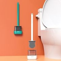 Flexible Silicone Toilet Brush Breathable Leakproof Toilet Bowl Cleaner Brush with Quick Drying Holder WallMounted Kit Bathroom Lightinthebox - thumbnail