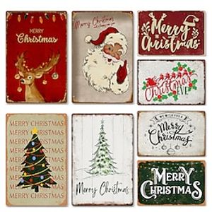 1pc Christmas Metal Tin Sign Retro Metal Tin Sign, Vintage Sign, Home Wall Art Decor, Home Decor, Room Decor, Farm Decor, Patio Garden Decor, Vintage Coffee Metal Plate Wall Decor 20x30cm/8''x12'' miniinthebox