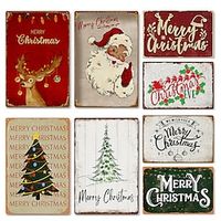 1pc Christmas Metal Tin Sign Retro Metal Tin Sign, Vintage Sign, Home Wall Art Decor, Home Decor, Room Decor, Farm Decor, Patio Garden Decor, Vintage Coffee Metal Plate Wall Decor 20x30cm/8''x12'' miniinthebox - thumbnail