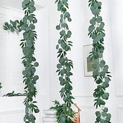 76 Inch Green Vine Hanging Decoration Artificial Green Plant Eucalyptus Leaves Willow Leaves Vine Suitable For Home Hanging Decoration Wedding Decoration Commercial Center Decoration Vine Lightinthebox