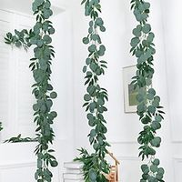 76 Inch Green Vine Hanging Decoration Artificial Green Plant Eucalyptus Leaves Willow Leaves Vine Suitable For Home Hanging Decoration Wedding Decoration Commercial Center Decoration Vine Lightinthebox - thumbnail