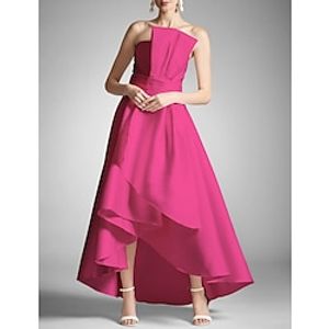 A-Line Prom Dresses Elegant Dress Formal Prom Asymmetrical Sleeveless Strapless Taffeta with Ruched 2023 Lightinthebox