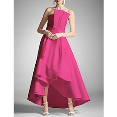 A-Line Prom Dresses Elegant Dress Formal Prom Asymmetrical Sleeveless Strapless Taffeta with Ruched 2023 Lightinthebox
