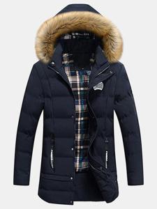 Mens Detachable Furry Hood Jackets Parkas