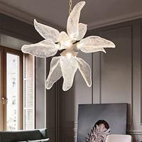 Pendant Lantern Design 8 Heads Warm White Light 80CM Aluminum Acrylic Italian Flower Light Luxury Living Room Villa Hotel Lobby Bedroom Leaf Light 110-240V Lightinthebox