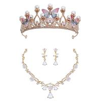 Children's Crown Necklace Ear Clip Three Piece Set for Walk Show Performance Dress Accessories Birthday Gift Little Princess Headpiece Lightinthebox