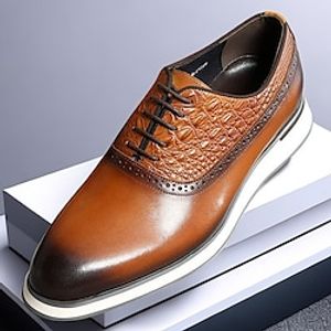 Men's Oxfords Formal Shoes Dress Shoes Walking Vintage Business Classic Office  Career Party  Evening Leather Massage Height Increasing Comfortable Lace-up Black Brown Fall Lightinthebox