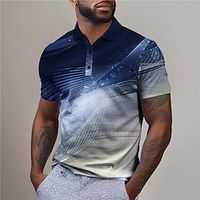 Geometry Linear Men's Business Print 3D Golf Polo Outdoor Daily Wear Streetwear Polyester Short Sleeve Turndown Polo Shirts Black Yellow Summer S M L Micro-elastic Lapel Polo Lightinthebox - thumbnail