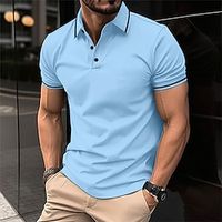 Men's Polo Shirt Golf Shirt Work Casual Lapel Short Sleeve Basic Modern Plain Patchwork Button Spring  Summer Regular Fit Black White Yellow Pink Dark Pink Navy Blue Polo Shirt Lightinthebox