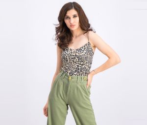 Womens Animal Printed Top  Black/Beige