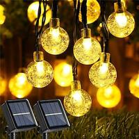 Outdoor Solar String Lights 10M 50LED Solar Powered String Lights Waterproof8 Modes Crystal Ball Lights Solar Fairy Patio Lights for Garden Lawn Porch Gazebo Bistro Lightinthebox