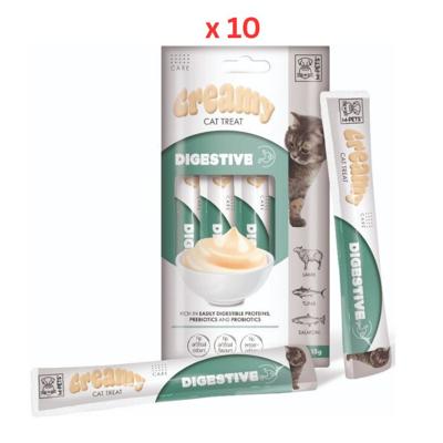 M-Pets Creamy With Functions Cat treat Digestive Lamb & Tuna & Salmon 4x15g (60g) Pack Of 10