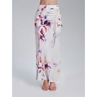 Print Ruched Midi Skirt