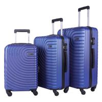 PARA JOHN 3-Piece Hard Side ABS Luggage Trolley Set 20/24/28 Inch NAVY BLUE