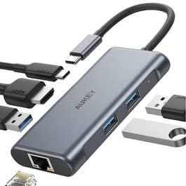 6-In-1 100W USB C Hubs HDMI USB3.0 Eth