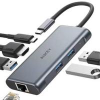 6-In-1 100W USB C Hubs HDMI USB3.0 Eth - thumbnail