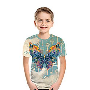 Kids Boys' T shirt Tee Short Sleeve Butterfly 3D Print Animal Blue Children Tops Summer Active Daily Wear Regular Fit 3-12 Years Lightinthebox