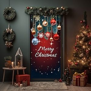 Christmas Ornaments Door Covers Door Tapestry Door Curtain Decoration Xmas Backdrop Door Banner for Front Door Christmas Holiday Party Decor Supplies miniinthebox
