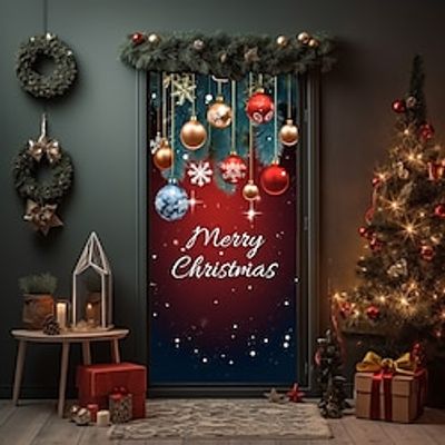 Christmas Ornaments Door Covers Door Tapestry Door Curtain Decoration Xmas Backdrop Door Banner for Front Door Christmas Holiday Party Decor Supplies miniinthebox