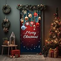 Christmas Ornaments Door Covers Door Tapestry Door Curtain Decoration Xmas Backdrop Door Banner for Front Door Christmas Holiday Party Decor Supplies miniinthebox - thumbnail
