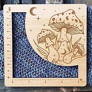 Magic Mushrooms Gauge Swatch Measurement Ruler, Fabric Measuring Tool | Wood Caliber Measuring Ruler - DIY Sewing Padding Ruler, Sewing Template for Making Fabric Cutting Patterns Lightinthebox