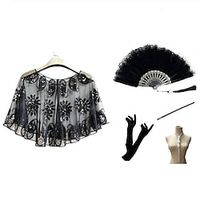 Vintage Inspired The Great Gatsby Party Costume Prom Dress Women's Sequins Costume BlackGolden  White  Black Vintage Cosplay Party  Evening Party  Cocktail Sleeveless  Shawl  Gloves  Necklace Lightinthebox - thumbnail