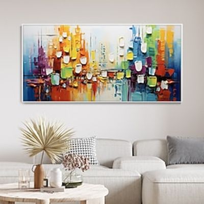 Handmade Urban Vibrancy Abstract Oil Painting Hand painted Textured Blue Orange Yellow Red painting Modern Home Decor Office Accessory decoration Landscape Art Canvas picture Creative painting Lightinthebox Handmade Urban Vibrancy Abstract Oil Painting Hand painted Textured Blue Orange Yellow Red painting Modern Home Decor Office Accessory decoration Landscape Art Canvas picture Creative painting Lightinthebox