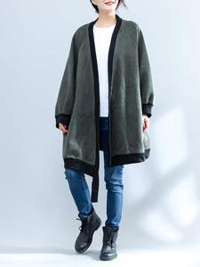 Patchwork Open Split Loose Coat