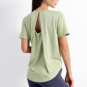 Women's Tee  T-shirt Cut Out Crew Neck Spandex Sport Athleisure T Shirt Top Short Sleeves Quick Dry Breathable Soft Comfortable Everyday Use Casual Daily Outdoor Lightinthebox