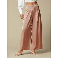 Satin Clean Fit Straight Full Length Pants