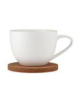 Ladelle Abode Textured White Mug & Coaster Set