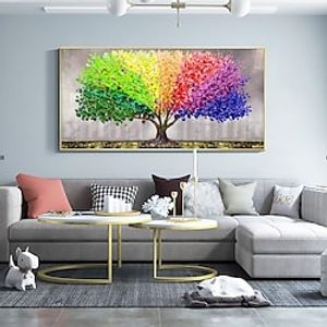 Handmade Oil Painting Canvas Wall Art Decor Original Colorful Trees Painting Abstract Plant Floral Painting for Home Decor With Stretched FrameWithout Inner Frame Painting Lightinthebox