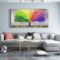 Handmade Oil Painting Canvas Wall Art Decor Original Colorful Trees Painting Abstract Plant Floral Painting for Home Decor With Stretched FrameWithout Inner Frame Painting Lightinthebox - thumbnail