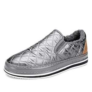 Men's Loafers  Slip-Ons Moccasin Comfort Loafers Fleece lined Casual Athletic Walking Shoes PU Black Silver Winter miniinthebox