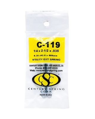 Utility Extension Spring Pack Of 2 - 6.35 x 63.5 x .889 mm Utility Extension Spring Pack Of 2 - 6.35 x 63.5 x .889 mm