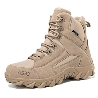 Men's Boots Tactical Boots Combat Boots Desert Boots Hiking Walking Vintage Casual Outdoor Daily PU Plush Height Increasing Slip Resistant Mid-Calf Boots Lace-up Black Brown Khaki Fall Winter Lightinthebox