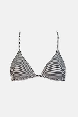 Womens Non Padded Striped Bikini Top Black Womens Non Padded Striped Bikini Top Black