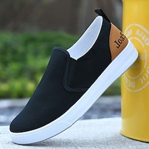 Men's Loafers  Slip-Ons Casual Shoes Slip-on Sneakers Sporty Casual Outdoor Daily Canvas Breathable Comfortable Slip Resistant Black khaki Summer Spring miniinthebox