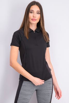 Womens Marker Zip Polo Shirt Black Womens Marker Zip Polo Shirt Black