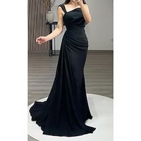 Women's Party Dress Homecoming Dress Long Dress Maxi Dress Black Sleeveless Pure Color Ruched Cold Shoulder Spring Summer Spaghetti Strap Party Stylish Modern Party 2022 S M L XL XXL 3XL miniinthebox - thumbnail