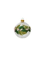 Kaemingk Decoris 8cm Bauble Glass Clear Holly with Berries