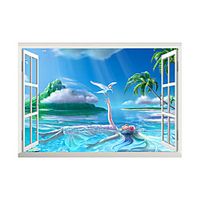 3D False Window Coconut Tree Blue Ocean Princess Home Children's Room Background Decoration Can Be Removed Stickers miniinthebox - thumbnail