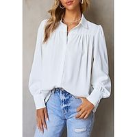 Shirt Blouse Women's Black White Pink Solid Color Button Street Daily Fashion Shirt Collar S Lightinthebox Shirt Blouse Women's Black White Pink Solid Color Button Street Daily Fashion Shirt Collar S Lightinthebox