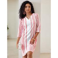 Women's V Neck Midi Dress Half Sleeve Geometric Print Bohemian Lightinthebox