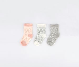 Little Girls 3 Pack Socks  Grey/Blush/White