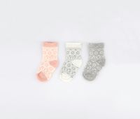 Little Girls 3 Pack Socks  Grey/Blush/White - thumbnail