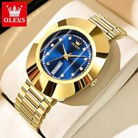 OLEVS Women's Watches Luxury Gold Large Dial Original Wristwatch for Girl Waterproof Luminous Fashionable Diamond Dial Date Week 7017 Lightinthebox